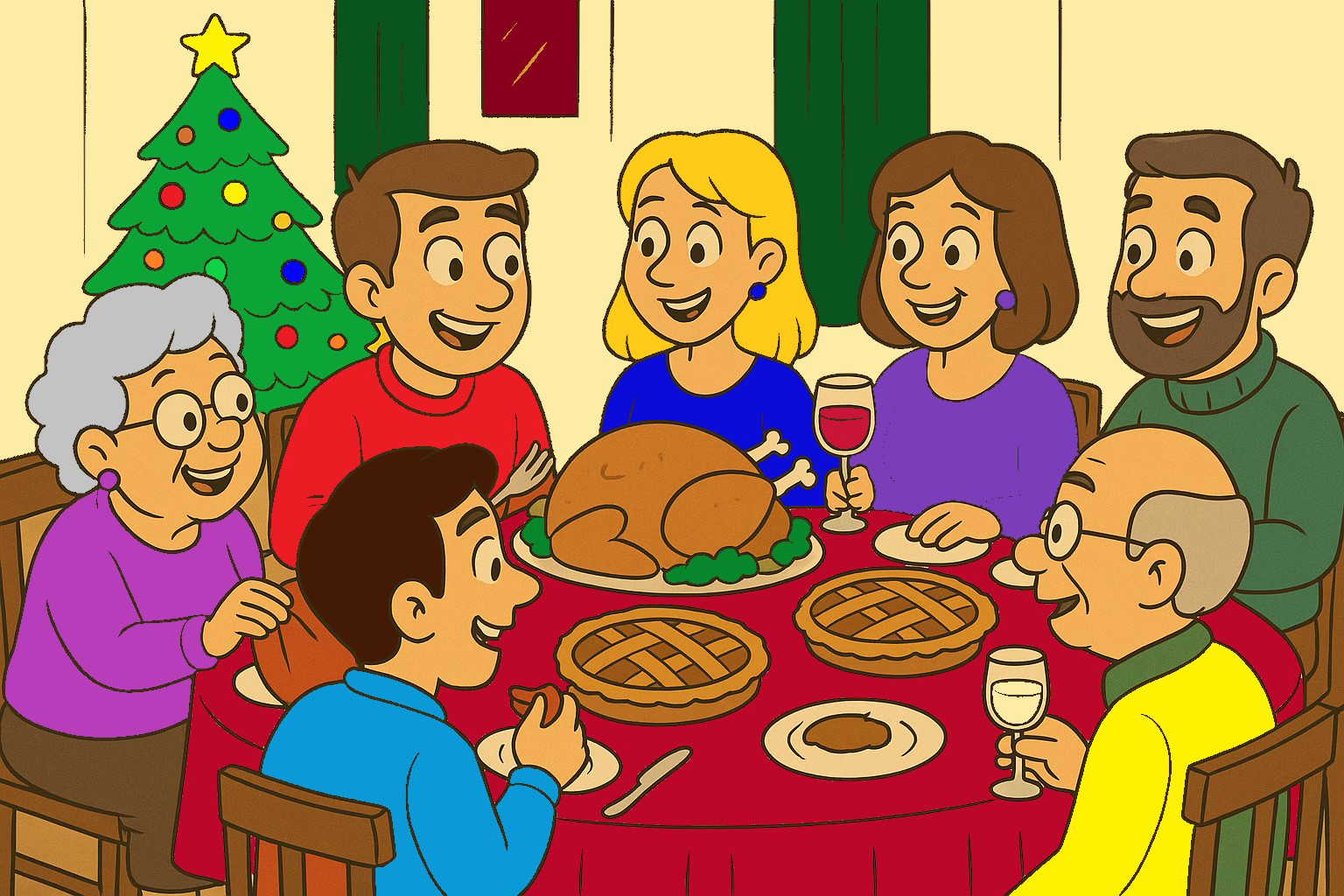 Χριστούγεννα-συγγενείς-κρασί